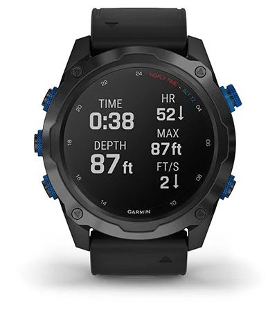 Комплект умные часы Garmin Descent MK2I, титановые с DLC-покрытием и черным ремешком + датчик Descent T1